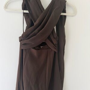 Chic Backless Brown Dress